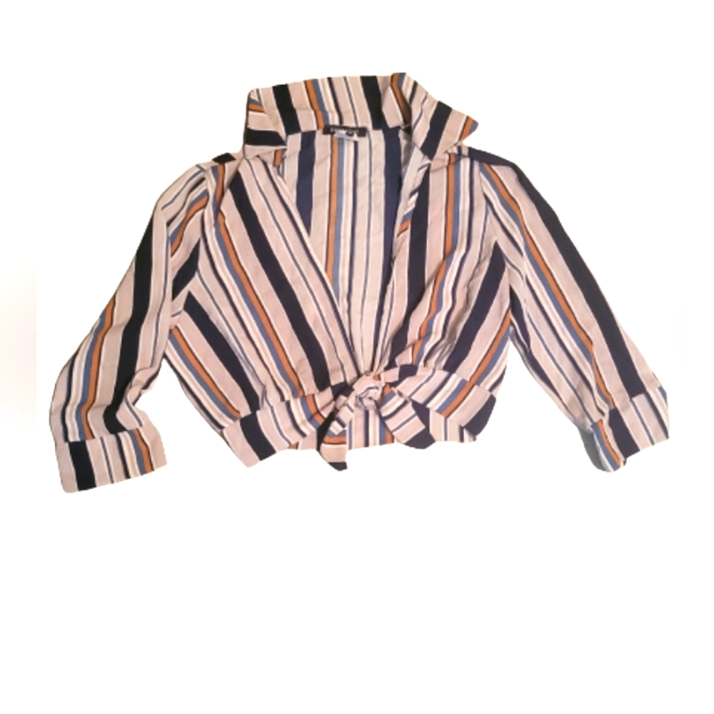 New Daylight striped tie waist blouse. Medium. Large.